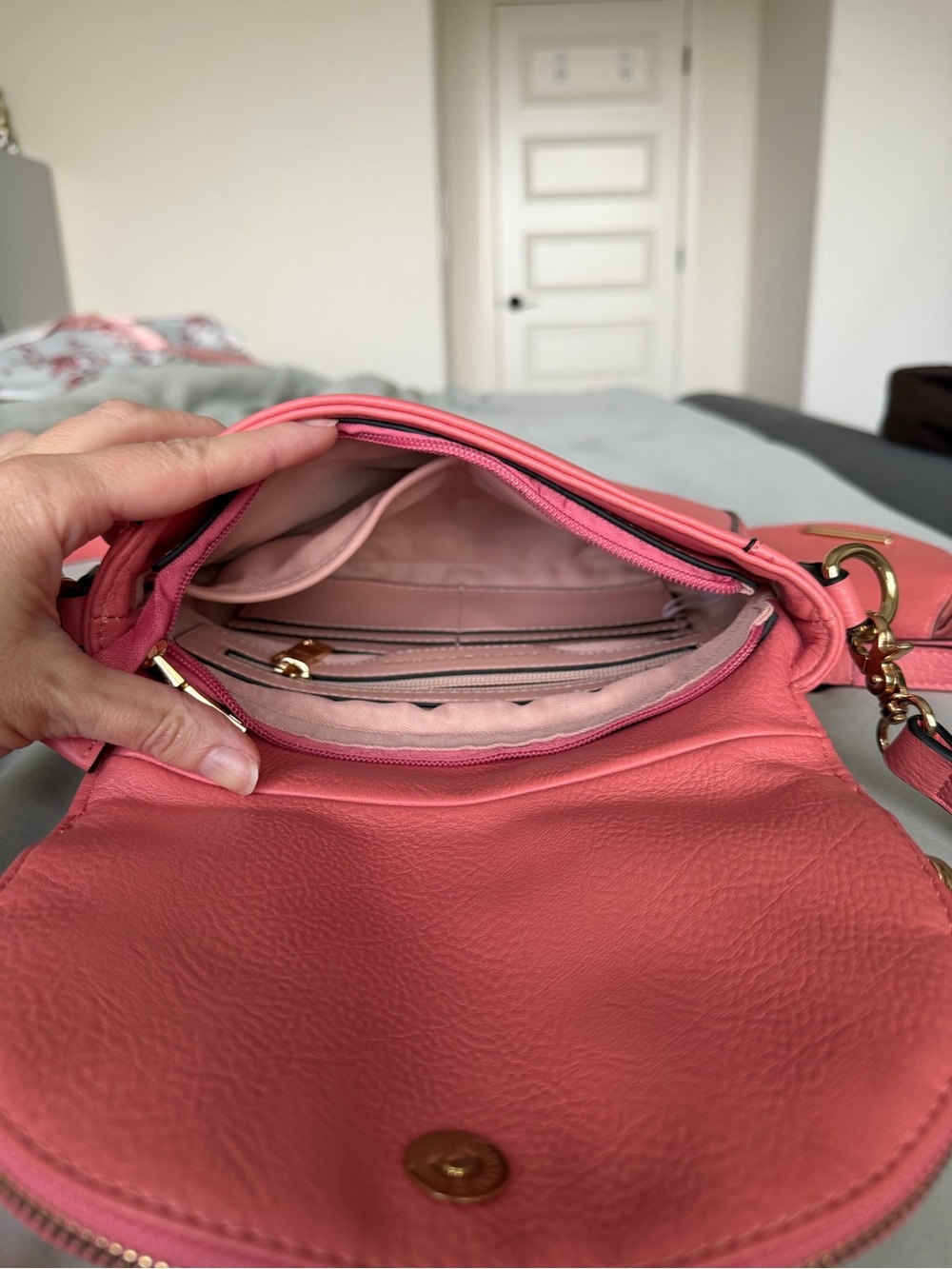 Poppy & Peonies Mini Downtown in Coral with matching Margaux wallet - Picture 8 of 13